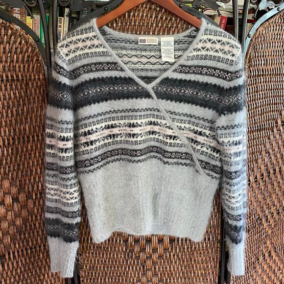Size L//Vintage 90s Angora Lambswool Sweater - Picture 1 of 4